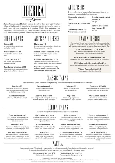 Menus Iberica Canary Wharf In London Thefork