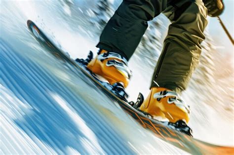 Premium Photo Closeup Action Shot Of Skiing Or Snowboarding Down A