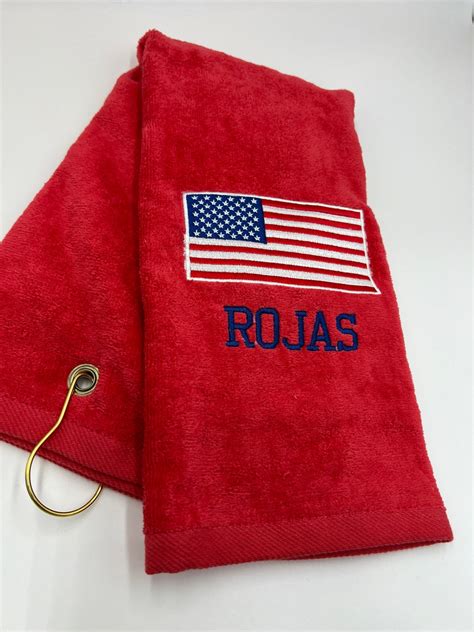 American Flag Golf Towel Tri Fold Custom Personalized Embroidered