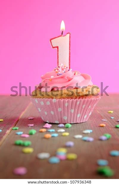 Number One Birthday Candle On Pink Stock Photo 107936348 Shutterstock