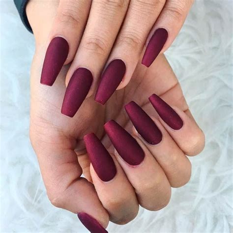 Pure Matte Burgundy Nail Designs Mattenails Coffinnails ️ At First Sight There Is Nothing