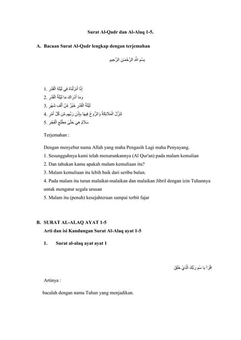 Materi Bab I Surat Al Qadr Dan Al Alaq Pdf