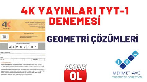 4K YAYINLARI 2023 TYT 1 DENEMESİ GEOMETRİ ÇÖZÜMLERİ YouTube