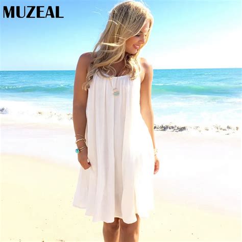 Muzeal Summer Woman White Chiffon Sexy Mini Dress Lace Slip Off