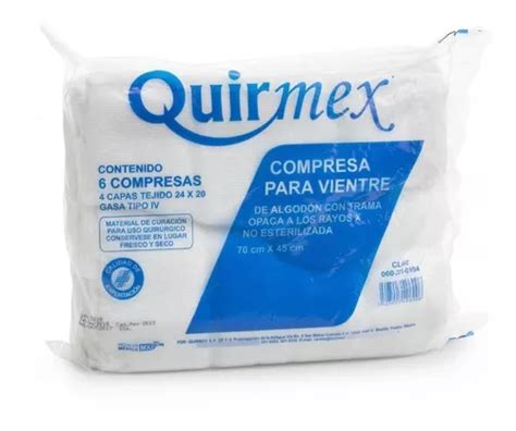 Compresa Para Vientre No Estéril 70x45 C 6 Quirmex 1 Pieza