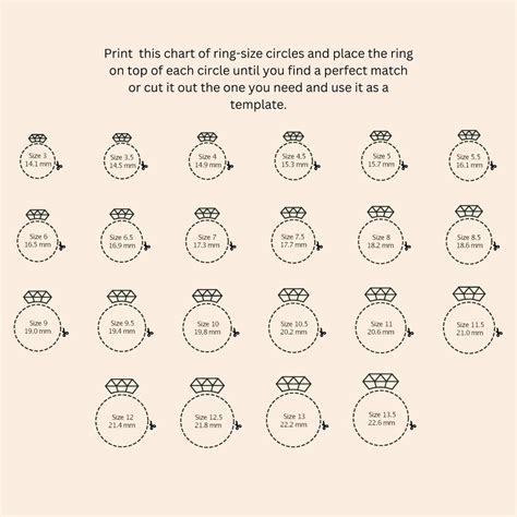 Printable Diamond Ring Sizer Ring Size Finder Ring Size Measure