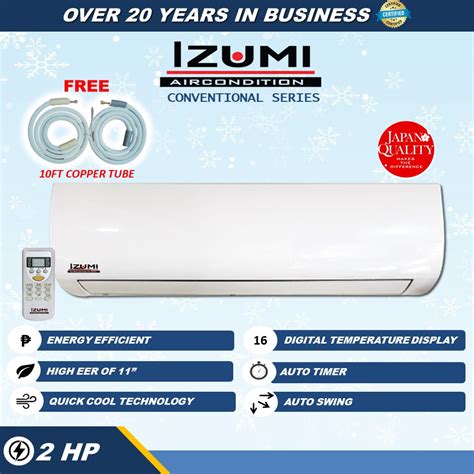 Izumi Hp Split Type Non Inverter Aircon With Remote Free Ft Copper