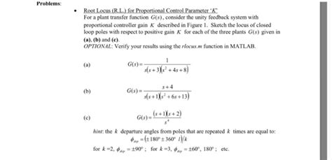 Solved Problems For A Plant Transfer Function G S