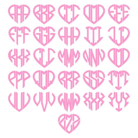 Heart Scalloped Monogram Truetype Font Keyboard Typeable OTF Etsy