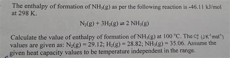 Answered The Enthalpy Of Formation Of Nh3 G As Per The Following Kunduz