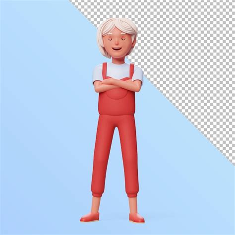 Premium Psd 3d Female Character With Crossed Arms