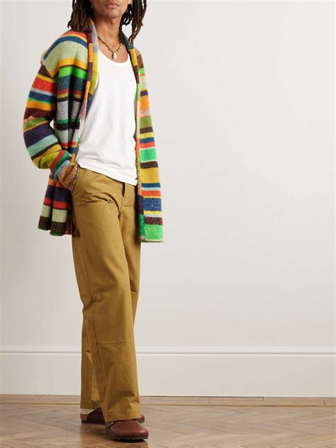 THE ELDER STATESMAN Shawl Collar Striped Cashmere Cardigan For Men MR