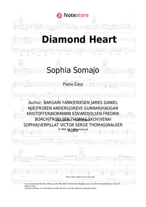 Diamond Heart Piano Sheet Music Easy Alan Walker Sophia Somajo In Note