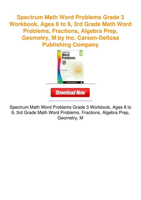 Ppt Spectrum Math Word Problems Grade 3 Workbook Ages 8 To 9 3rd Grade Math Powerpoint