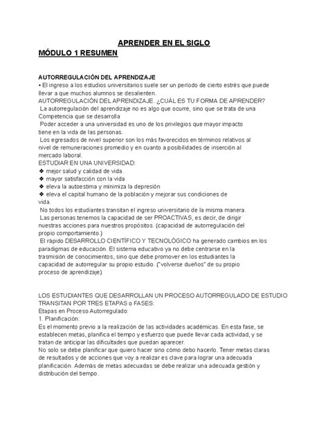 Notes notas modulo 1 APRENDER EN EL SIGLO MÓDULO 1 RESUMEN