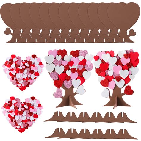 Fovths Pieces Love Heart Tree Foam Stickers Craft Set Pieces