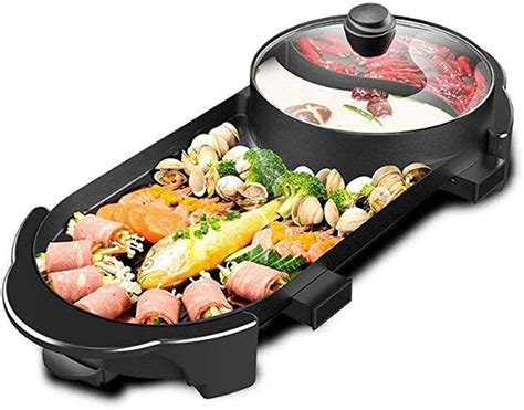 Seaan Hot Pot With Grill Electric Indoor Shabu Shabu Pot Korean Bbq Grill Smokeless Separate