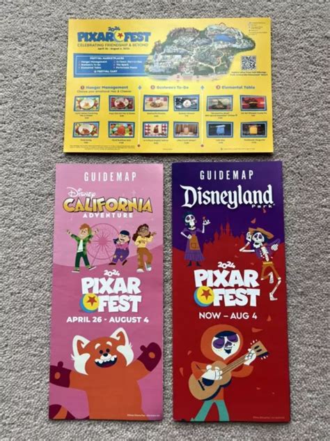 2 X DISNEYLAND Park Disney California Adventure Park Maps Pixar Fest