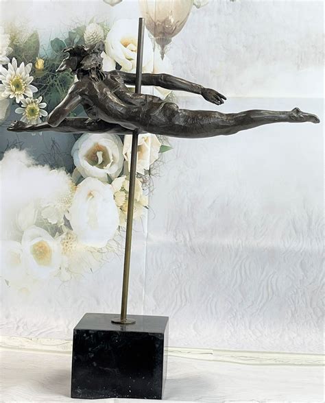 Art Deco Contemporary Olympian Gymnast Nude Female Bronze Statue Sculpture Ebay