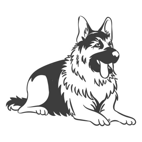 Design Png E Svg De Pastor Alemão Deitado Cachorro Desenhado à Mão Para