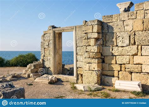 Ruins Of An Ancient Greek Temple In Chersonesos Stock Photo Image Of