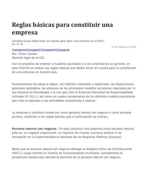 Reglas B Sicas Para Constituir Una Empresa Yuca Udocz