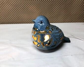 Ceramic Blue Bird Figurine Etsy