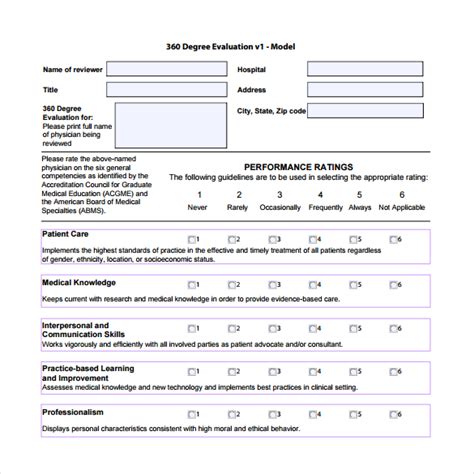 10 Sample Best 360 Evaluation Templates Sample Templates Images And Photos Finder