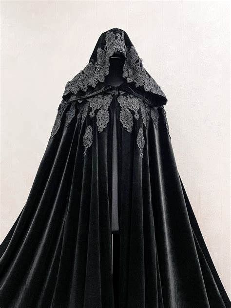 Black Cape Halloween Velvet Cloak Theater Cloak Hooded Cloak Halloween