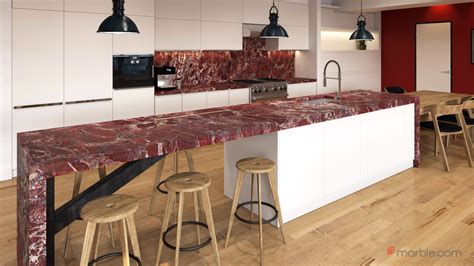 Red Ravel Jasper Marble Kitchen