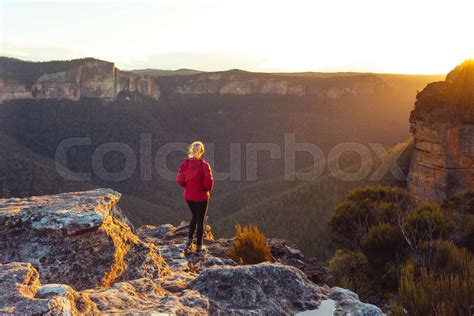 Wanderer Berg Weiblich Stock Bild Colourbox