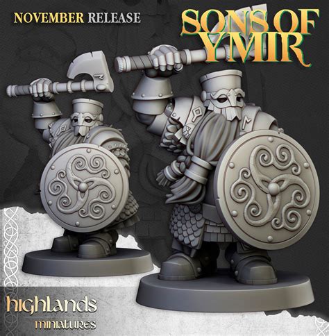 Highlands Miniatures Dwarf Huscarls 28 32mm Sons Of Ymir Etsy