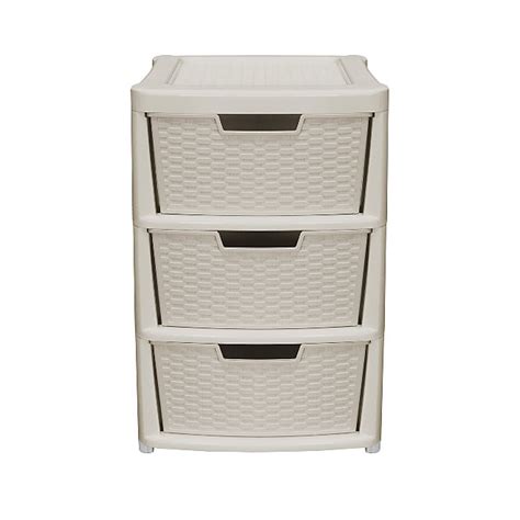 Taupe 3 Drawer Rattan Effect Storage Unit Home George At Asda