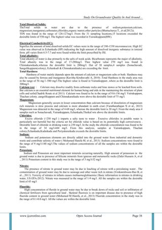 Study On Groundwater Quality In And Around Sipcot Industrial Complex