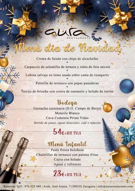 Menú Navidad Nochevieja Reyes Aura Restaurante