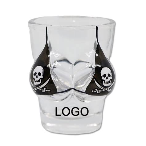 Custom Logo Pirate Sexy Woman Shaped Breast Bikini Glass Skull Boob Shot Glass For Souvenir
