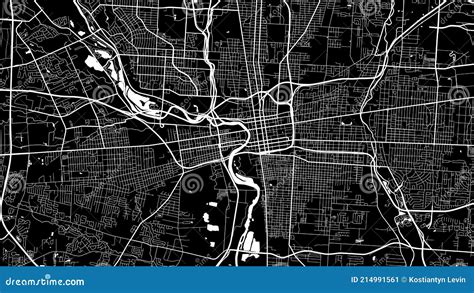 Blanco Y Negro Vector Fondo Mapa Columbus Ciudad Rea Calles Y Agua