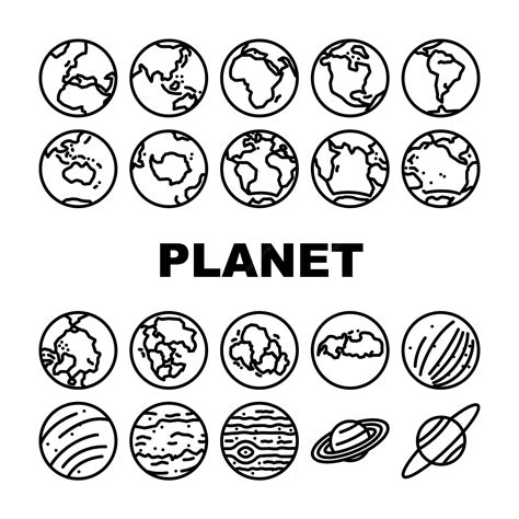 Conjunto De ícones Do Planeta Globo Do Mundo Da Terra Mapa Vetorial