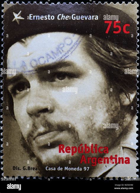 Ernesto Che Guevara Portrait On Stamp Of Argentina Stock Photo Alamy