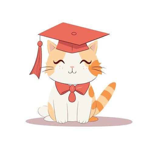 Premium Vector Graduation Cute Cat In Cartoon Style Cats Wearing