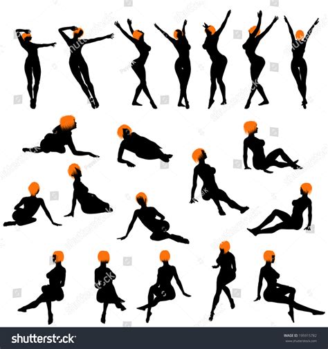 Naked Sexy Girls Silhouette Set Very Stock Vector Royalty Free