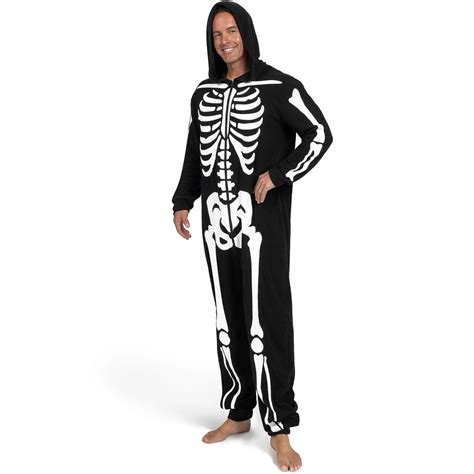 Adult Skeleton Costume For Men Glow In The Dark Jumpsuit Pajama Zip Up Spooktacular Creations