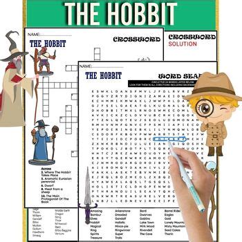 The Hobbit Novel Vocabulary Study Worksheets Word Search Crossword