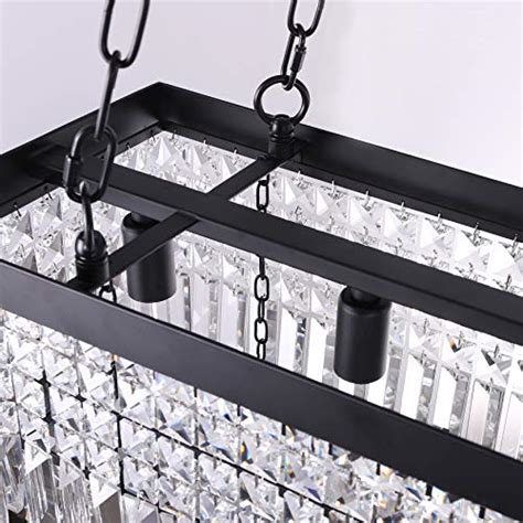 Wellmet Modern Crystal Chandelier 5 Light Black Farmhouse Chandelier