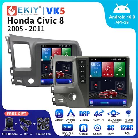 Ekiy Vk5 Autoradio For Honda Civic 8 2005 2011 Tesla Style Car Radio