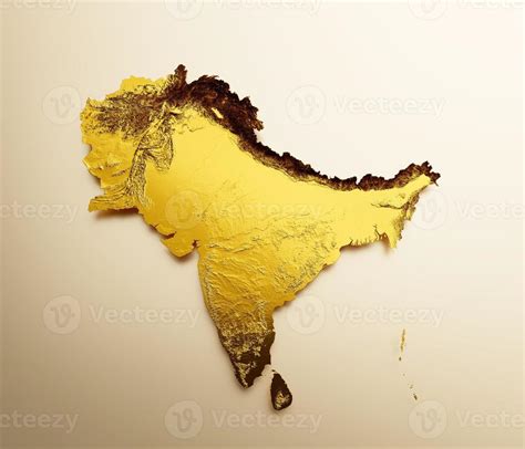 Subcontinent Map Golden metal Color Height map Background 3d illustration 13834390 Stock Photo ...