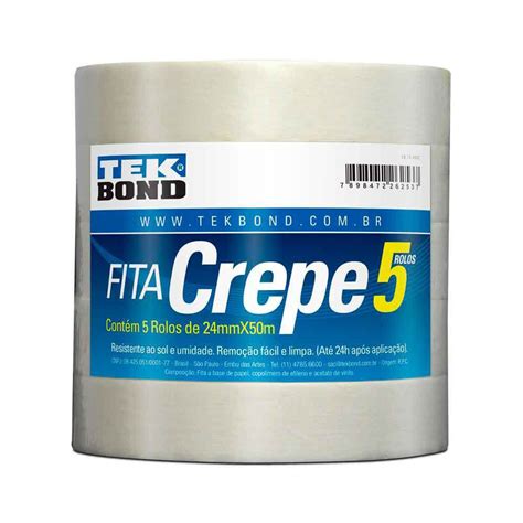 Fita Crepe Tek Bond 24mm X 50m Embalagem 05 Unidades Em Oferta Na