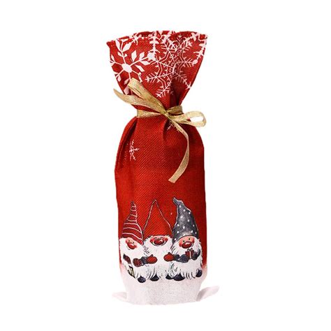 Buy Christmas Supplies Wine Bottle Cover Santa Claus Drawstring Bag Bottle Set Christmas Dinner