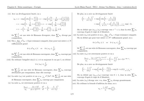 Corrigés Exercices Séries numériques AlloSchool