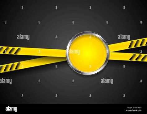 Danger tape abstract background with metal circle Stock Photo - Alamy